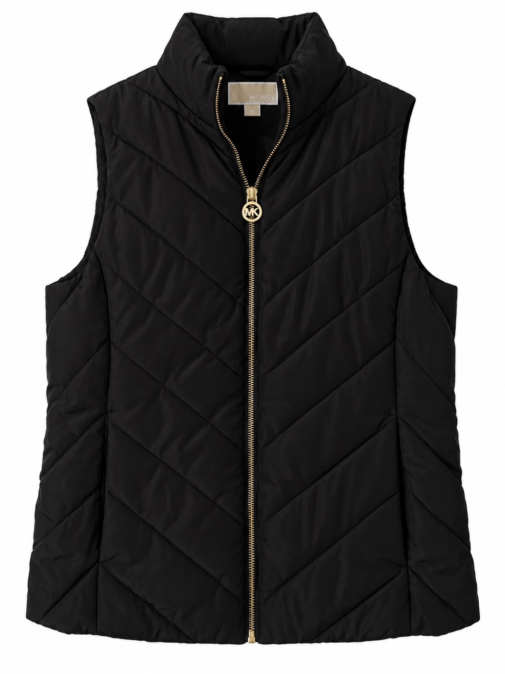 Michael Kors Black Quilted Puffer Vest with Gold Zip